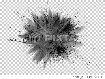 墨と薄墨で描いた放射状の円と飛沫 139028331