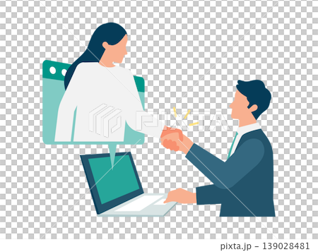 オンラインCRM顧客管理でのターゲット契約成立と握手 139028481