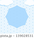 雲と雨のかわいい梅雨背景 青色レイニーシーズン素材 139028531