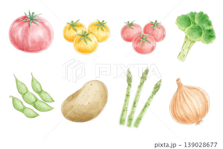 水彩風の野菜のイラストセット02 水彩風の野菜のイラストセット02 139028677