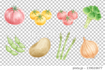 水彩風格蔬菜插畫組 02 139028677