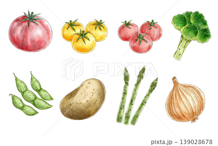 エッジの効いた野菜イラストのセット02 139028678