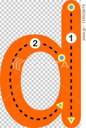 Educational lowercase letter D tracing worksheet for kids. Suitable for preschool and early learning handwriting practice. 139028679