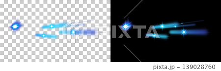 A set of transparent and black backgrounds with a blue sparkling star light effect. 139028760