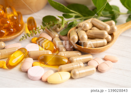 Alternative medicine herbal organic capsule drug herb. Alternative medicine herbal organic capsule drug herb. 139028843