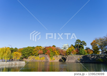 紅葉の名古屋城天守閣　東側から 139029099
