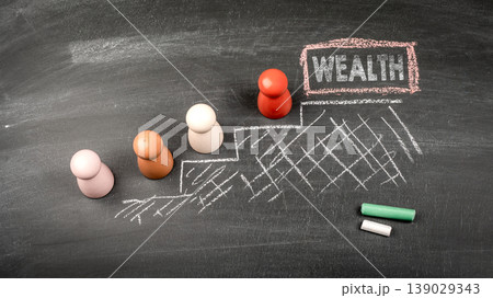 Wealth Concept Showing People Climbing Steps Toward Financial Success and Prosperity Wealth Concept Showing People Climbing Steps Toward Financial Success and Prosperity 139029343