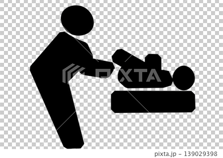 おむつ替えをする人のピクトグラム おむつ替えをする人のピクトグラム 139029398