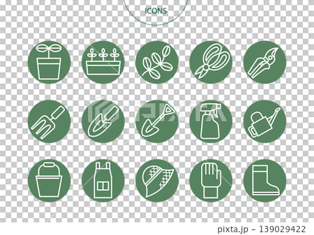Gardening Icons Pictograms Vector Illustration Set Gardening Icons Pictograms Vector Illustration Set 139029422