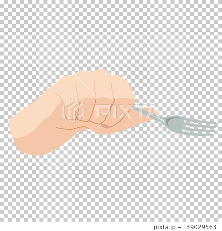 食事中にフォーク持つ右手のイラスト 食事中にフォーク持つ右手のイラスト 139029563