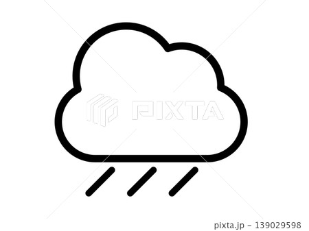 白黒の雨マーク　シンプルなアイコン　単体　天気　ベクターイラスト 139029598