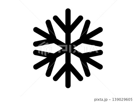 白黒の雪の結晶マーク　シンプルなアイコン　単体　天気　ベクターイラスト 139029605