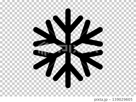白黒の雪の結晶マーク　シンプルなアイコン　単体　天気　ベクターイラスト 139029605