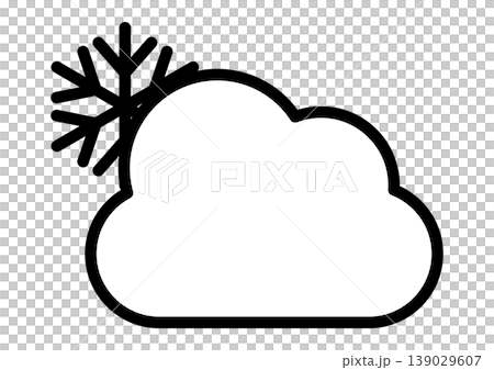 白黒の雪のちくもり シンプルなアイコン 単体 天気 ベクターイラスト 白黒の雪のちくもり シンプルなアイコン 単体 天気 ベクターイラスト 139029607