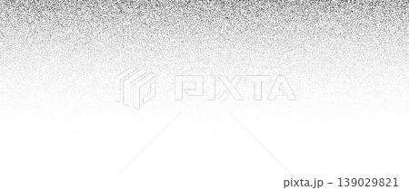 Stippled grain gradient background. Dotted noise sand texture. Black sprayed dots surface. Fading grunge dust grit overlay. Halftone speckles, particles or specks wallpaper. Vector rough grit backdrop 139029821