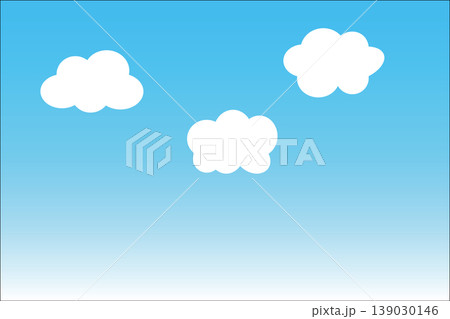 青い空に浮かぶふわふわの白い雲 139030146