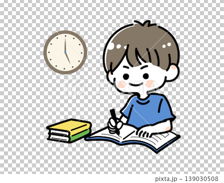 Color illustration of a child studying; educational material. 139030508