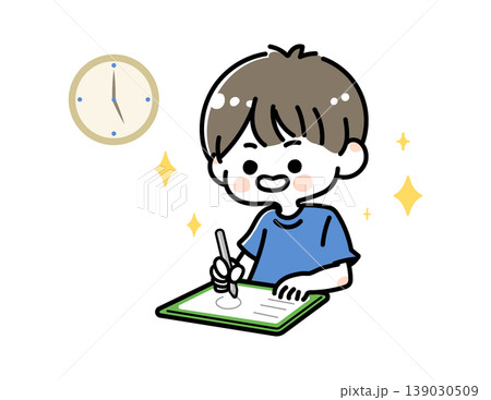 タブレットで勉強する子どものイラスト 夏期講習 オンライン学習 タブレットで勉強する子どものイラスト 夏期講習 オンライン学習 139030509