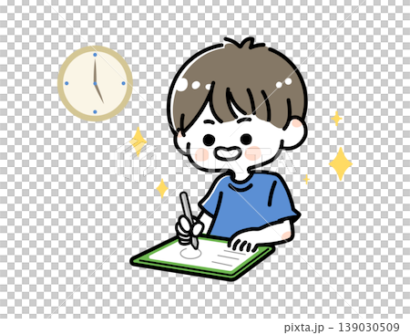 タブレットで勉強する子どものイラスト 夏期講習 オンライン学習 タブレットで勉強する子どものイラスト 夏期講習 オンライン学習 139030509