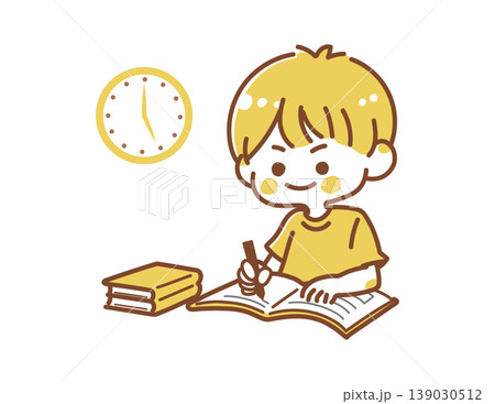 勉強する子どもの黄色系イラスト 学習 教育素材 勉強する子どもの黄色系イラスト 学習 教育素材 139030512
