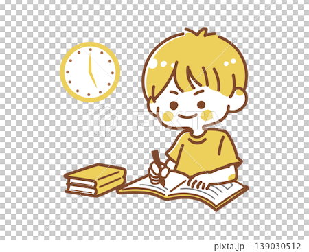 勉強する子どもの黄色系イラスト 学習 教育素材 勉強する子どもの黄色系イラスト 学習 教育素材 139030512
