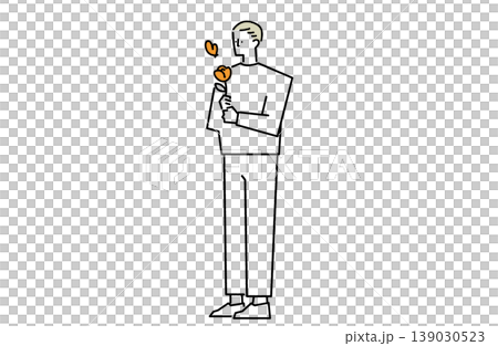一輪の花を手に持つ男性 一輪の花を手に持つ男性 139030523