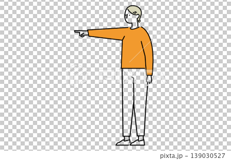 A woman with her arm stretched straight out and pointing. A woman with her arm stretched straight out and pointing. 139030527