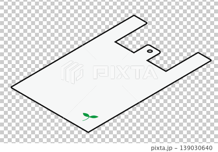 白色塑膠袋，有小芽狀圖案（等距），可用於購物等。 139030640