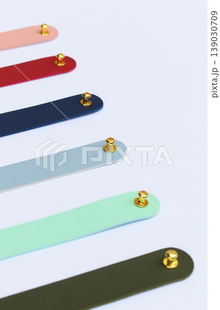pastel colorful leather strap isolated on white background pastel colorful leather strap isolated on white background 139030709