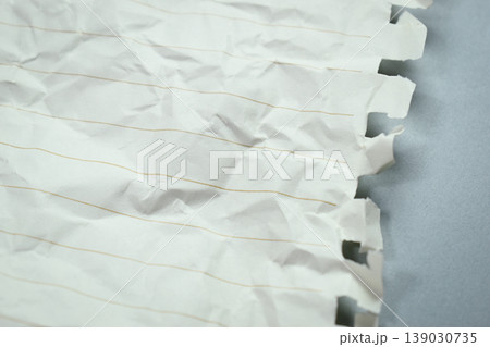 crumpled line paper texture on grey background,  blank sheet notebook 139030735