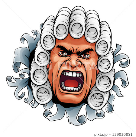 Angry Mad Judge Cartoon Character Face 139030851