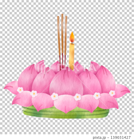Krathong, lotus, banana green leaf material. Loy Krathong festival in Thailand. 139031427