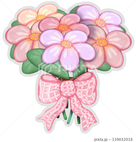 Sticker Flower set for decoration scrapbooking wedding invitation, birthday card,Valentine's day, flower hand drawn cartoon. 139032018