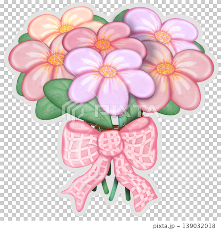 Sticker Flower set for decoration scrapbooking wedding invitation, birthday card,Valentine's day, flower hand drawn cartoon. 139032018