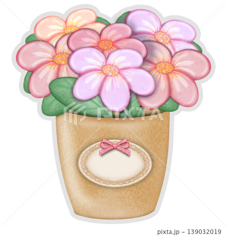 Sticker Flower set for decoration scrapbooking wedding invitation, birthday card,Valentine's day, flower hand drawn cartoon. 139032019