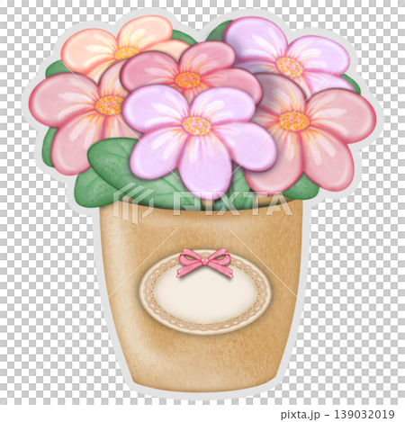 Sticker Flower set for decoration scrapbooking wedding invitation, birthday card,Valentine's day, flower hand drawn cartoon. 139032019