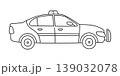 Cute police car icon, black and white outline vector illustration for kids coloring page. Emergency vehicle with siren and light bar, transport line art drawing, isolated clipart on white background 139032078
