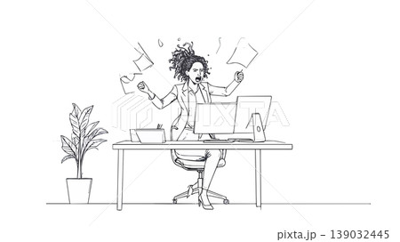 Businesswoman experiencing work stress and pressure at office 139032445