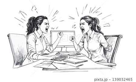 Women shouting and arguing in an office dispute Women shouting and arguing in an office dispute 139032465