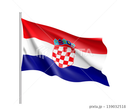 National flag of Croatia republic. Patriotic croatian sign in official country colors blue, white and red. Symbol of Sounhern European state. Vector icon illustration National flag of Croatia republic. Patriotic croatian sign in official country colors blue, white and red. Symbol of Sounhern European state. Vector icon illustration 139032518