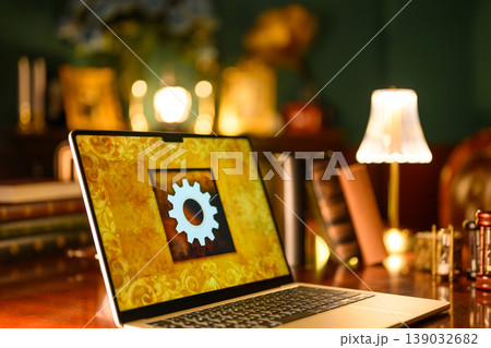 ノートPCに表示された歯車の設定画面 139032682