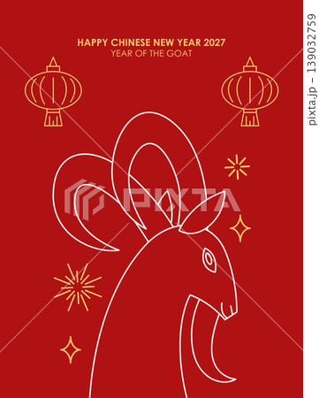 Year of the Goat line art stype poster template Year of the Goat line art stype poster template 139032759