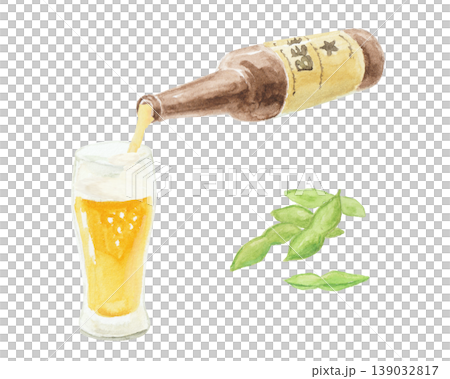 一幅簡單的啤酒水彩插圖。 139032817