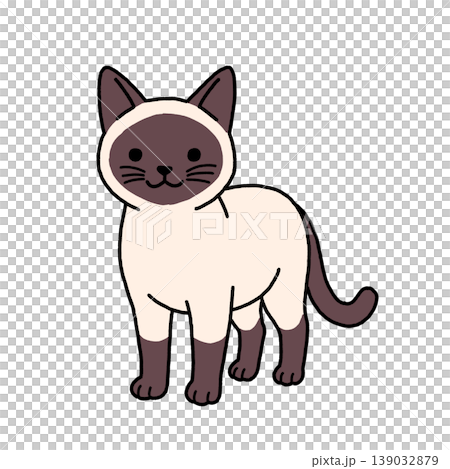 Illustration of a Siamese cat standing Illustration of a Siamese cat standing 139032879