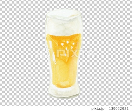 水彩絵の具で描いたシンプルなグラスビールのイラスト 139032921