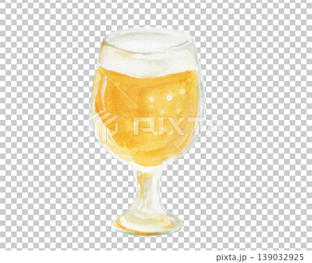 用水彩繪製的啤酒杯的簡單插圖。 139032925