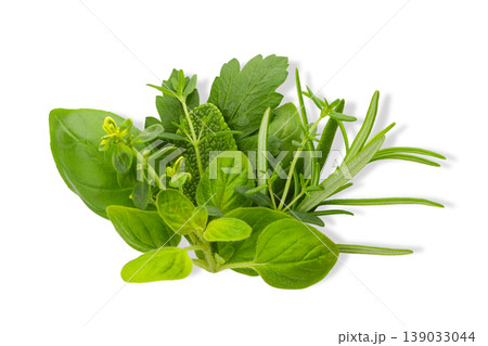 Fresh herbs: mint, basil, rosemary collection, PNG Fresh herbs: mint, basil, rosemary collection, PNG 139033044