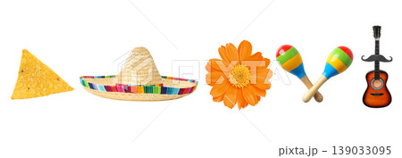 Set of different Mexican items for your design, PNG 139033095