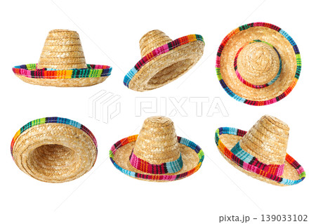 Cinco de Mayo set, Colorful sombreros for festive occasions, PNG Cinco de Mayo set, Colorful sombreros for festive occasions, PNG 139033102