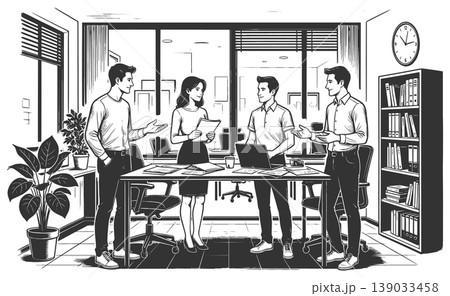 Business Team Reviewing Documents Office Workspace Business Team Reviewing Documents Office Workspace 139033458
